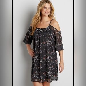maurices- floral cold shoulder dress